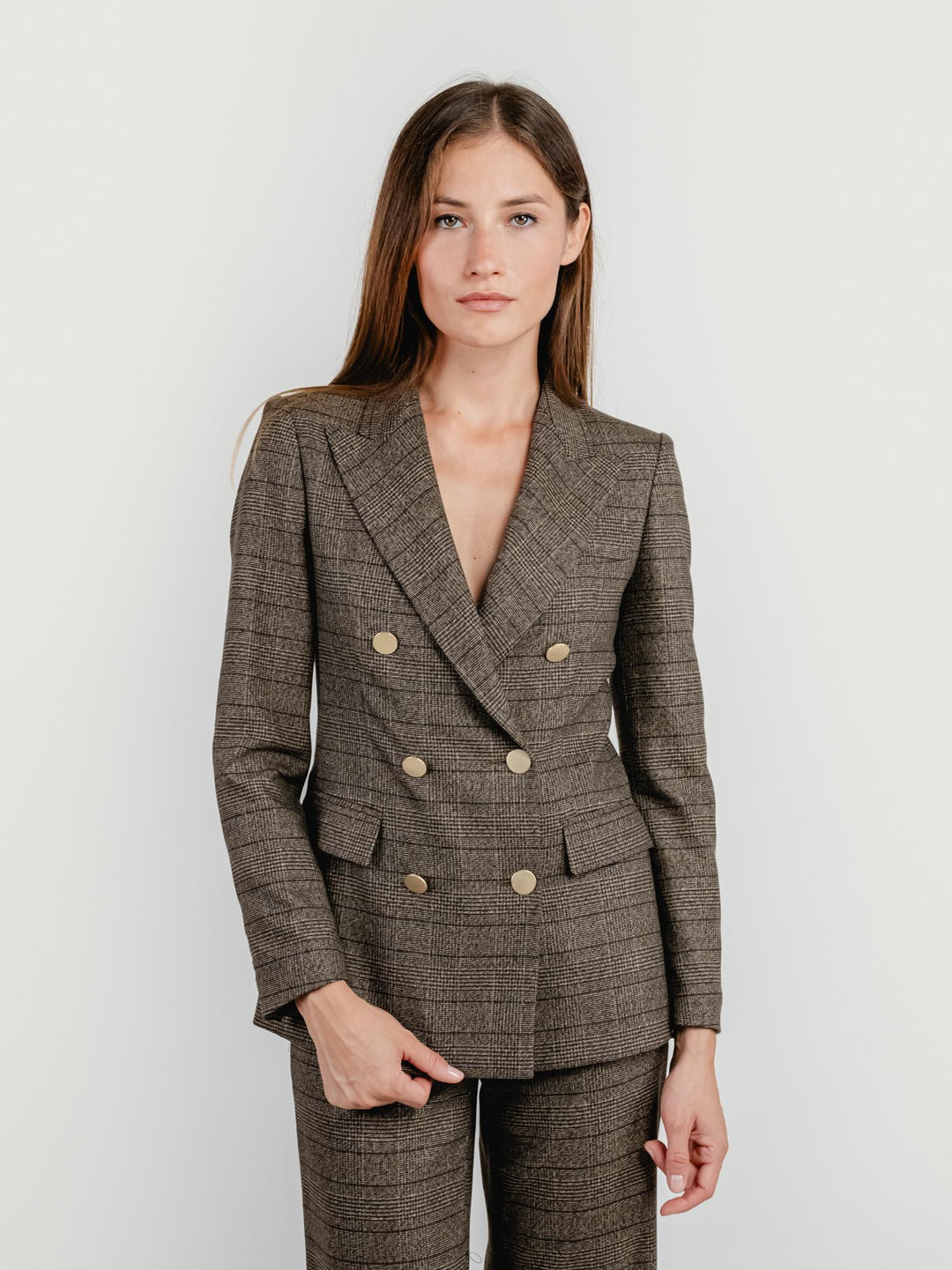BLAZER DOPPIOPETTO FANTASIA CHECK TESTA MORO 3877 300 ANDREA MORANDO 