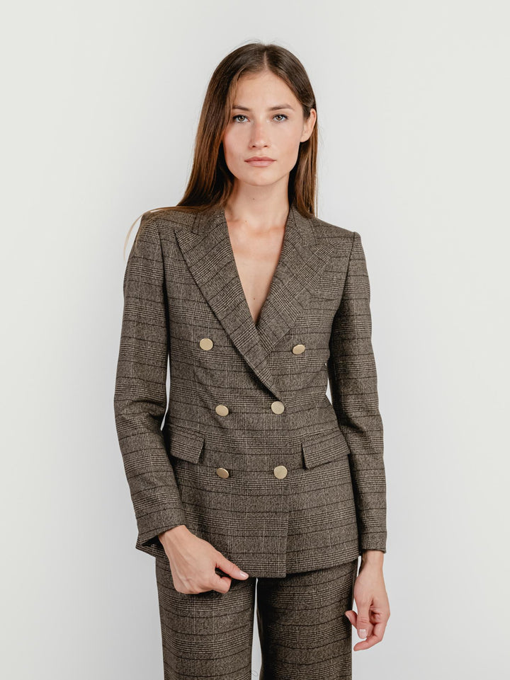 BLAZER DOPPIOPETTO FANTASIA CHECK TESTA MORO 3877 300 ANDREA MORANDO 