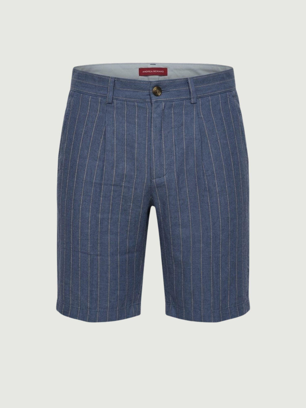 Bermuda in lino e cotone blu a righe BU26S48BEPA1574LINCOT 200 ANDREA MORANDO 