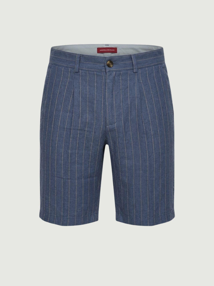 Bermuda in lino e cotone blu a righe BU26S48BEPA1574LINCOT 200 ANDREA MORANDO 