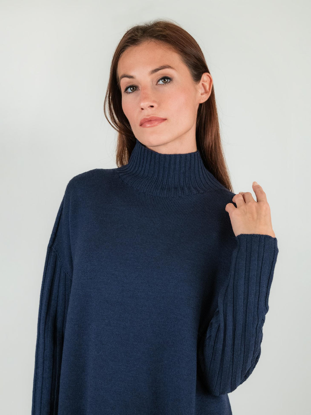 Lupetto in lana blu 245C8078 304 ANDREA MORANDO 