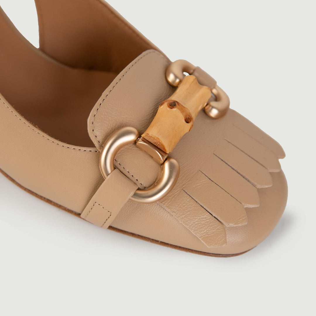 Décolleté SLING BACK BEIGE CON TACCO QUADRATO L6002 FONDOTINTA ANDREA MORANDO 