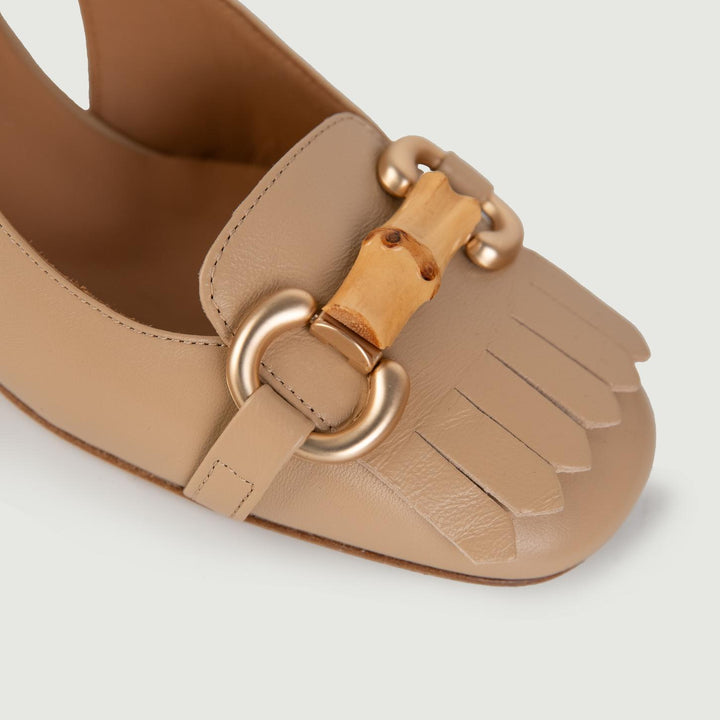 Décolleté SLING BACK BEIGE CON TACCO QUADRATO L6002 FONDOTINTA ANDREA MORANDO 