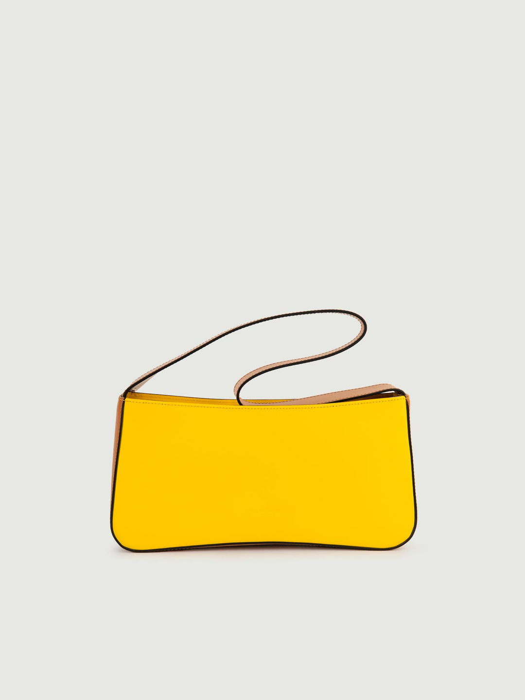 BORSA A SPALLA SEVENTY IN PELLE BICOLORE GIALLO E BISCOTTO SEVENTY GIALLO BIMOR 