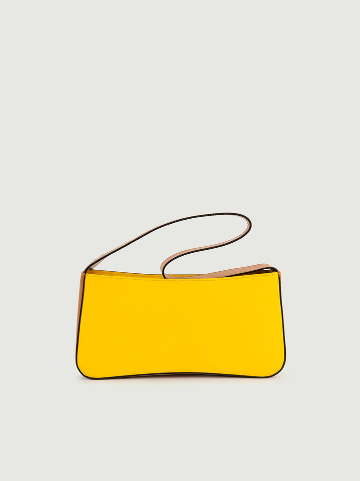 BORSA A SPALLA SEVENTY IN PELLE BICOLORE GIALLO E BISCOTTO SEVENTY GIALLO BIMOR 