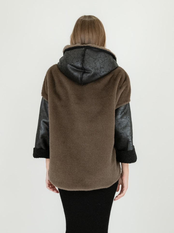 ECO MONTONE NERO CON CAPPUCCIO ISONE 4208 ANDREA MORANDO 