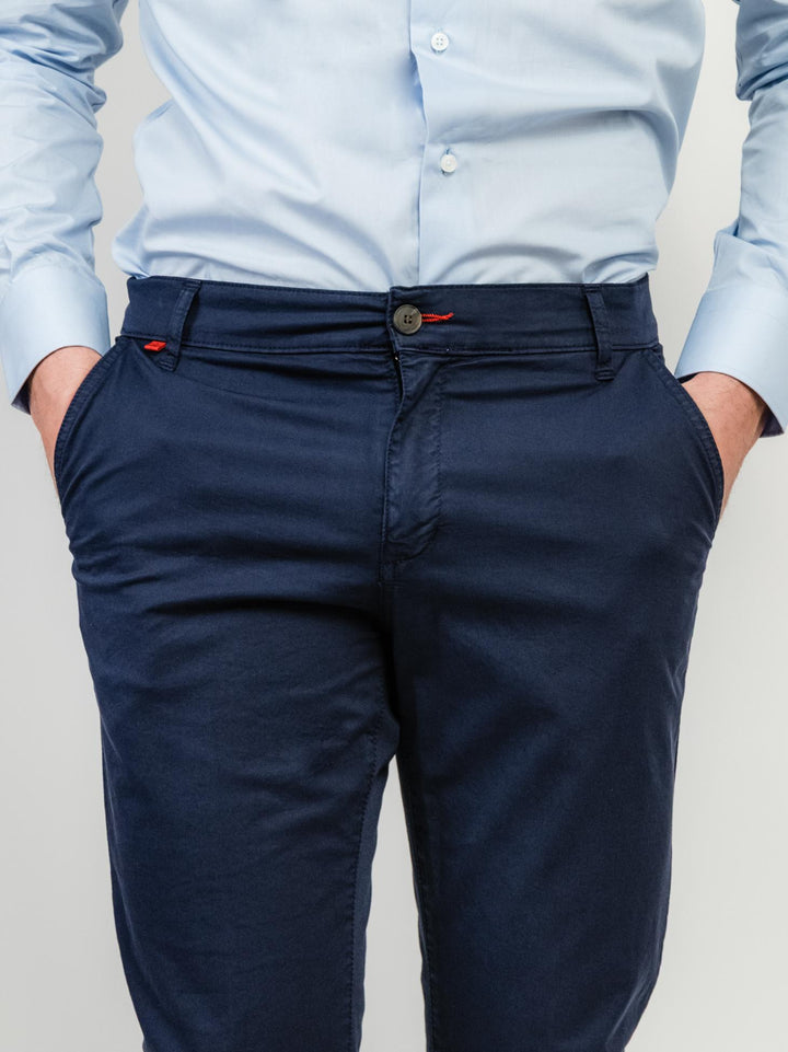 PANTALONE IN COTONE BLU NAVY