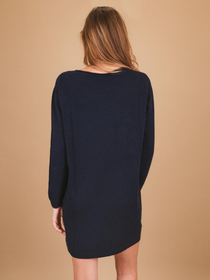 MAGLIA ABITO  CON TASCHE E SCOLLO A BARCHETTA BLU 0170/135 0115 BIMOR 