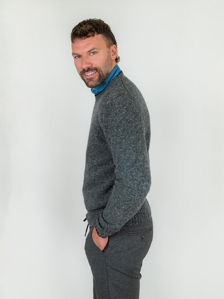MAGLIA GIROCOLLO antracite MELANGE LANA E CASHMERE 87327 532 ANDREA MORANDO 