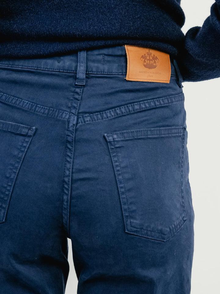 PANTALONE 5 TASCHE A PALAZZO BLU 805343JA BLU ANDREA MORANDO 