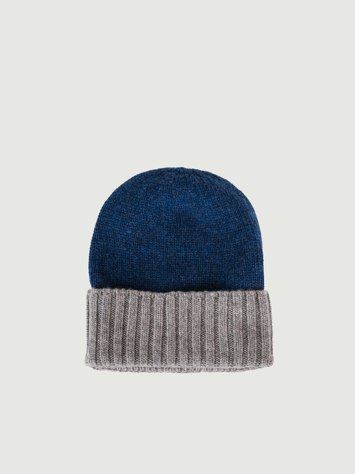 BERRETTO BLU E GRIGIO IN CASHMERE 198B GRIS/BLU ANDREA MORANDO 