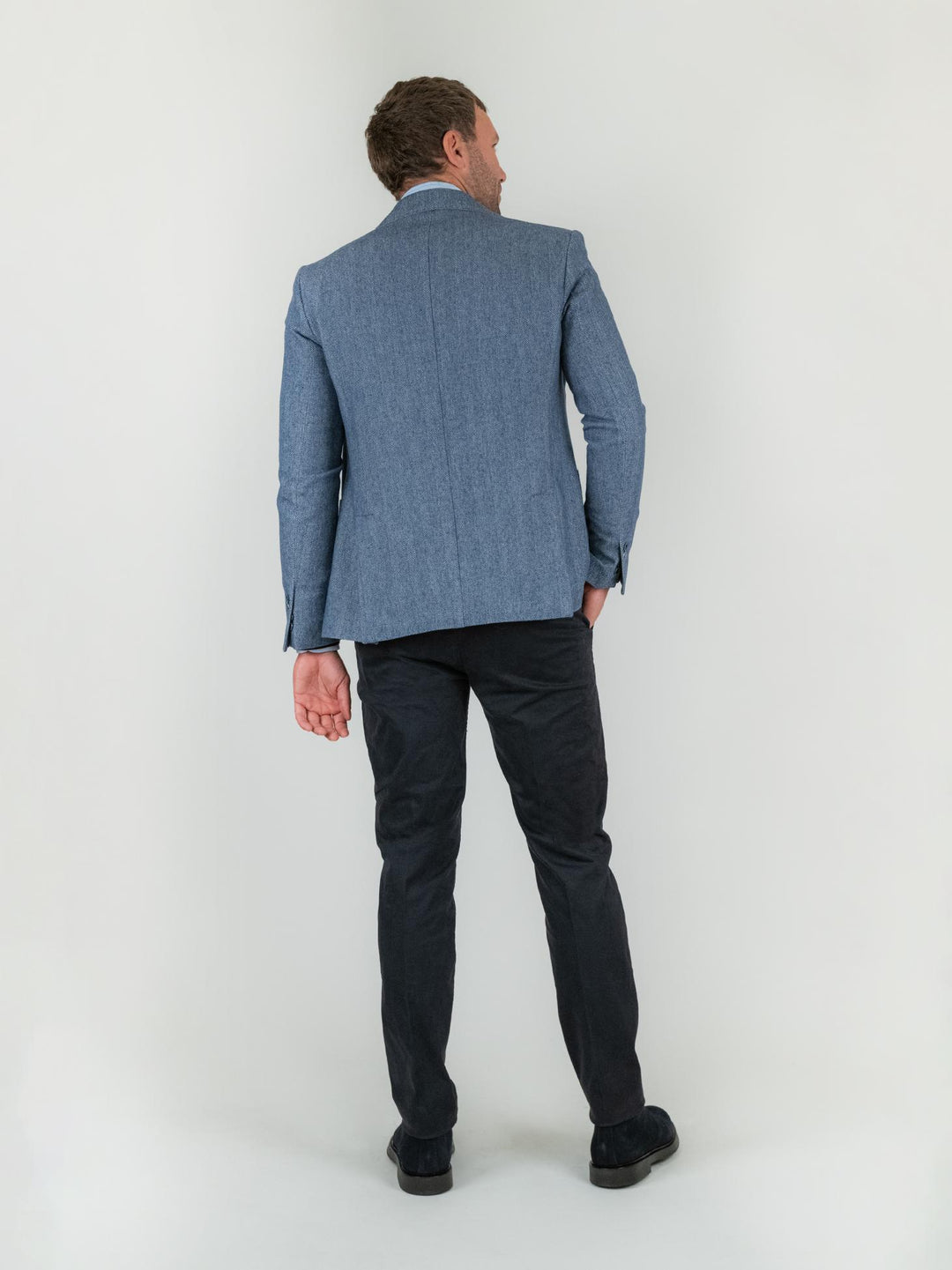 BLAZER IN TESSUTO SPIGATO BLU LM242 JEANS ANDREA MORANDO 