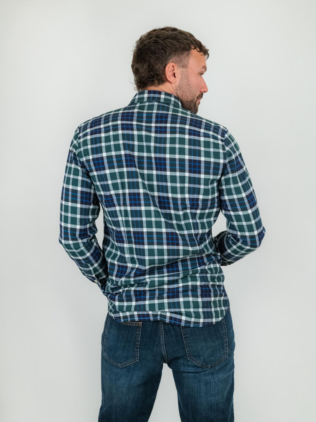 CAMICIA base verde in flanella di cotone a quadri BU25W02CAFLA810 300 ANDREA MORANDO 
