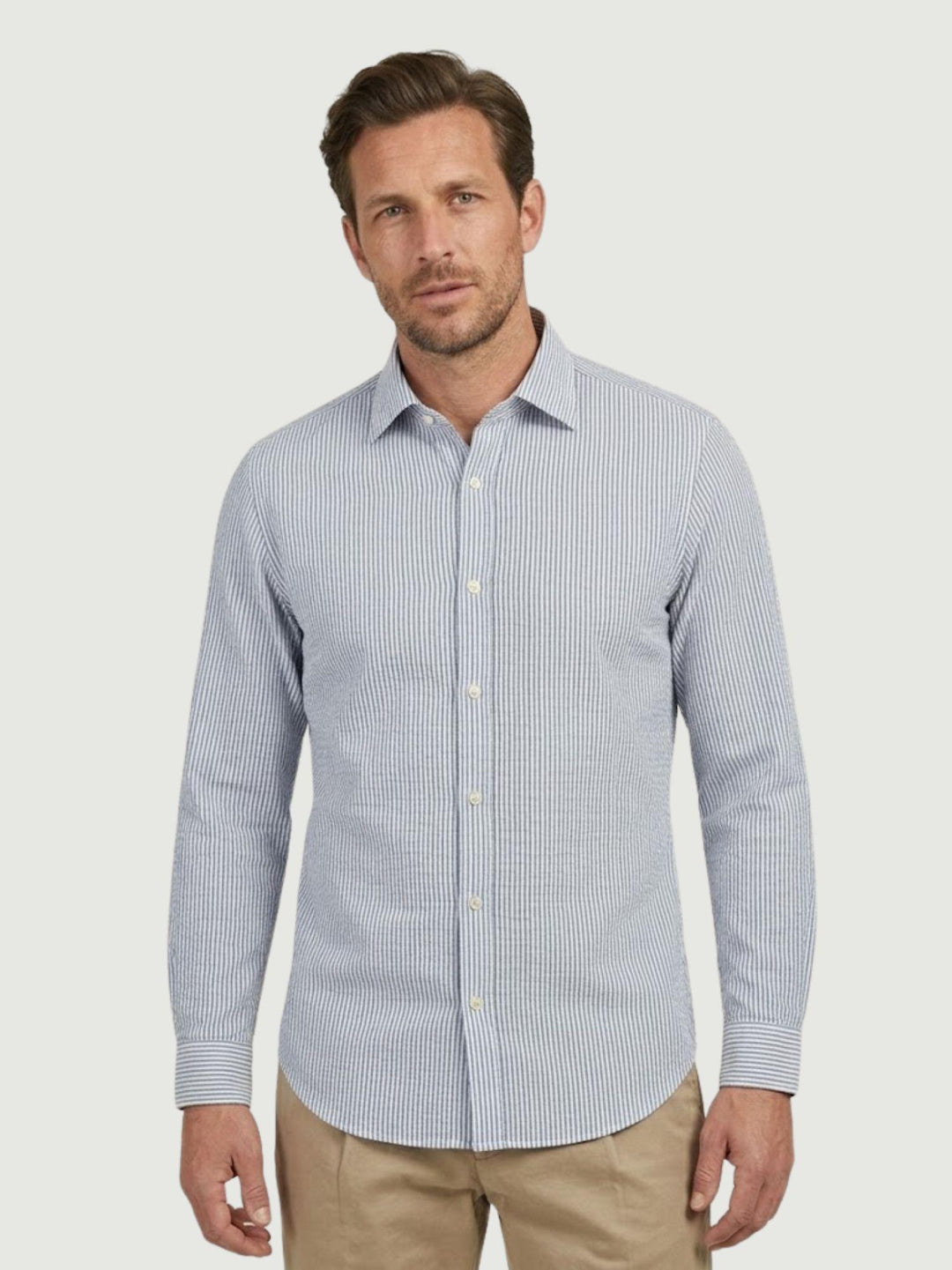 Camicia seersucker in cotone a righe azzurra JEPP 01 DEPERLU 