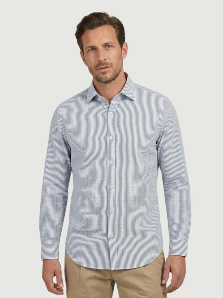 Camicia seersucker in cotone a righe azzurra JEPP 01 DEPERLU 