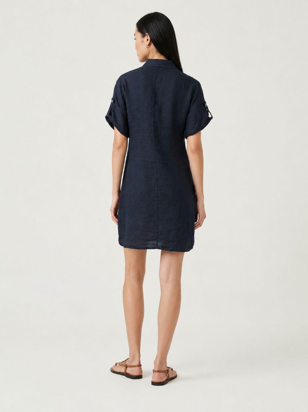 Abito camicia in lino navy 6AB0527 BLU ANDREA MORANDO 