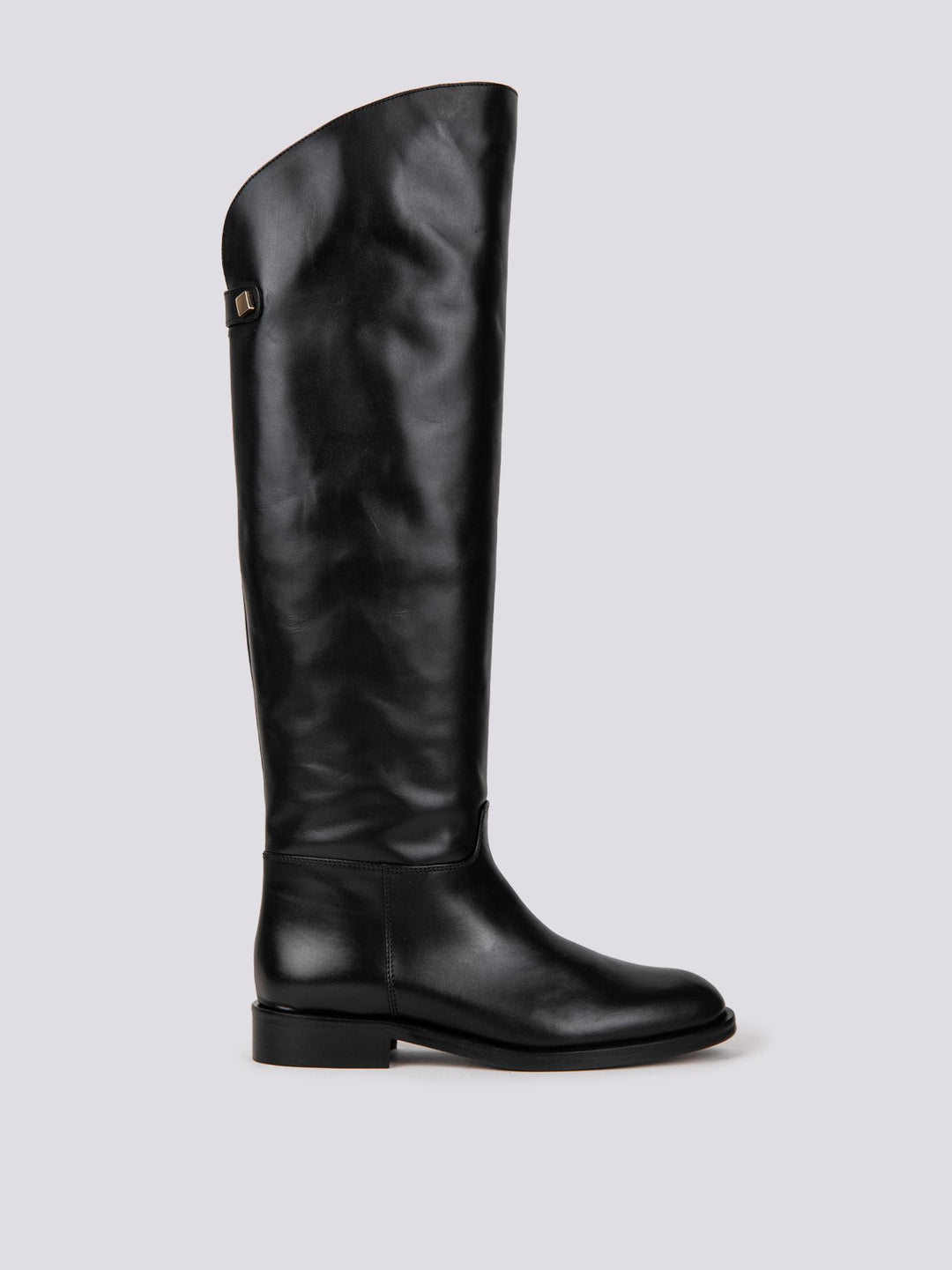 STIVALE ALTO CON GAMBALE ASIMMETRICO IN PELLE NERA B5333/CAV NERO ANDREA MORANDO 