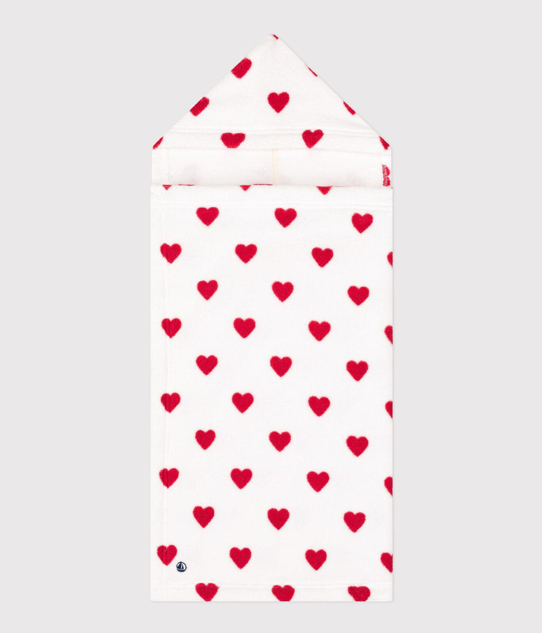 MANTELLINA DA BAGNO BEBÈ IN SPUGNA A RIGHE E CUORICINI A08SI 89 PETIT BATEAU 