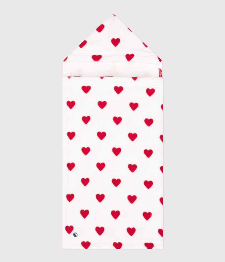 MANTELLINA DA BAGNO BEBÈ IN SPUGNA A RIGHE E CUORICINI A08SI 89 PETIT BATEAU 