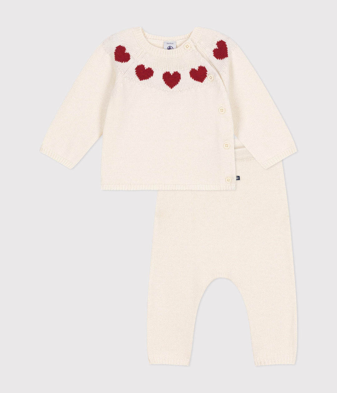 Set di 2 pezzi in maglia con cuori A0AXZ 01 PETIT BATEAU 