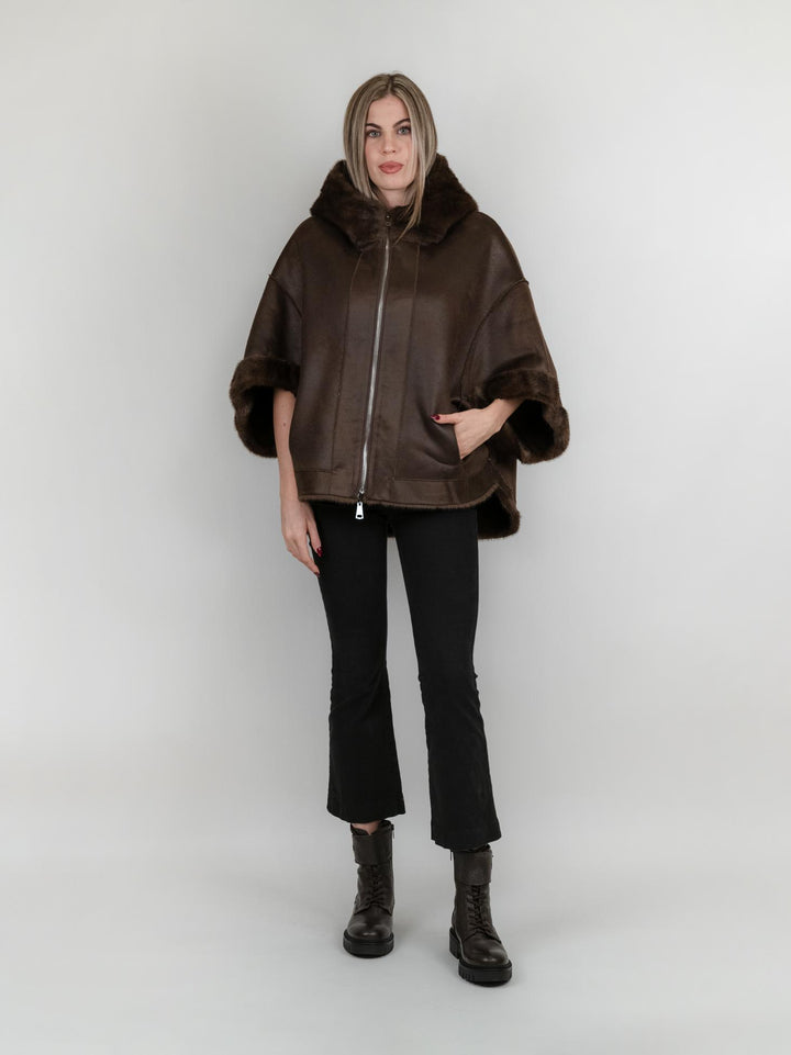 ECOMONTONE REVERSIBILE IN ECOPELLICCIA TESTA MORO B618MINK 42 ANDREA MORANDO 
