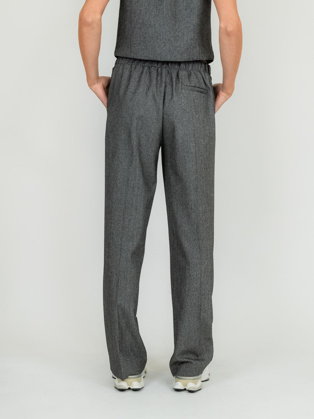 PANTALONE A PALAZZO GRIGIO MELANGE P4L0IEI NERO ANDREA MORANDO 