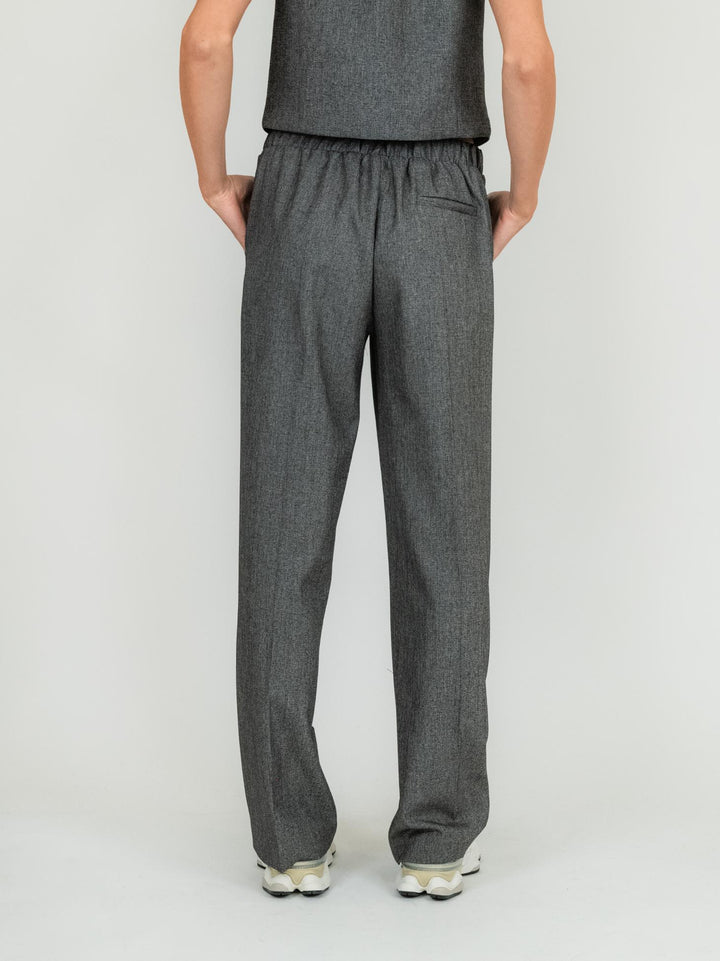 PANTALONE A PALAZZO GRIGIO MELANGE P4L0IEI NERO ANDREA MORANDO 