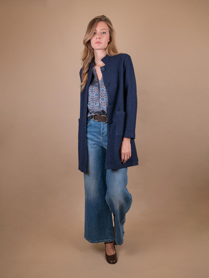 CAPPOTTINO SFODERATO IN LANA COTTA BLU 2371570 089 ANDREA MORANDO 