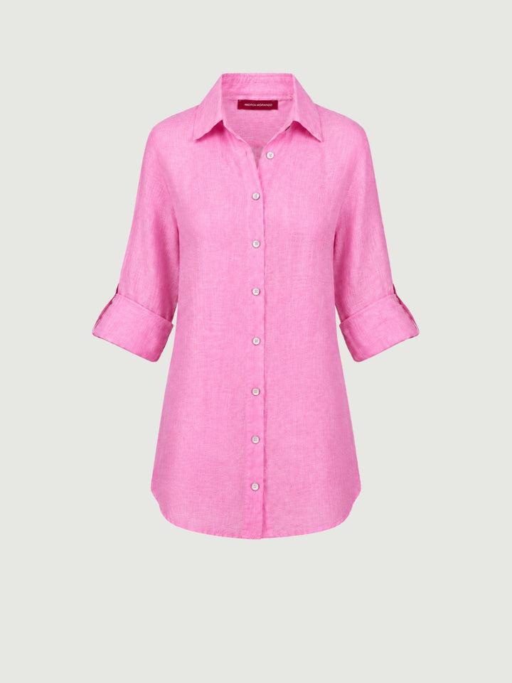Camicia in lino rosa 6CM05526 629 ANDREA MORANDO 