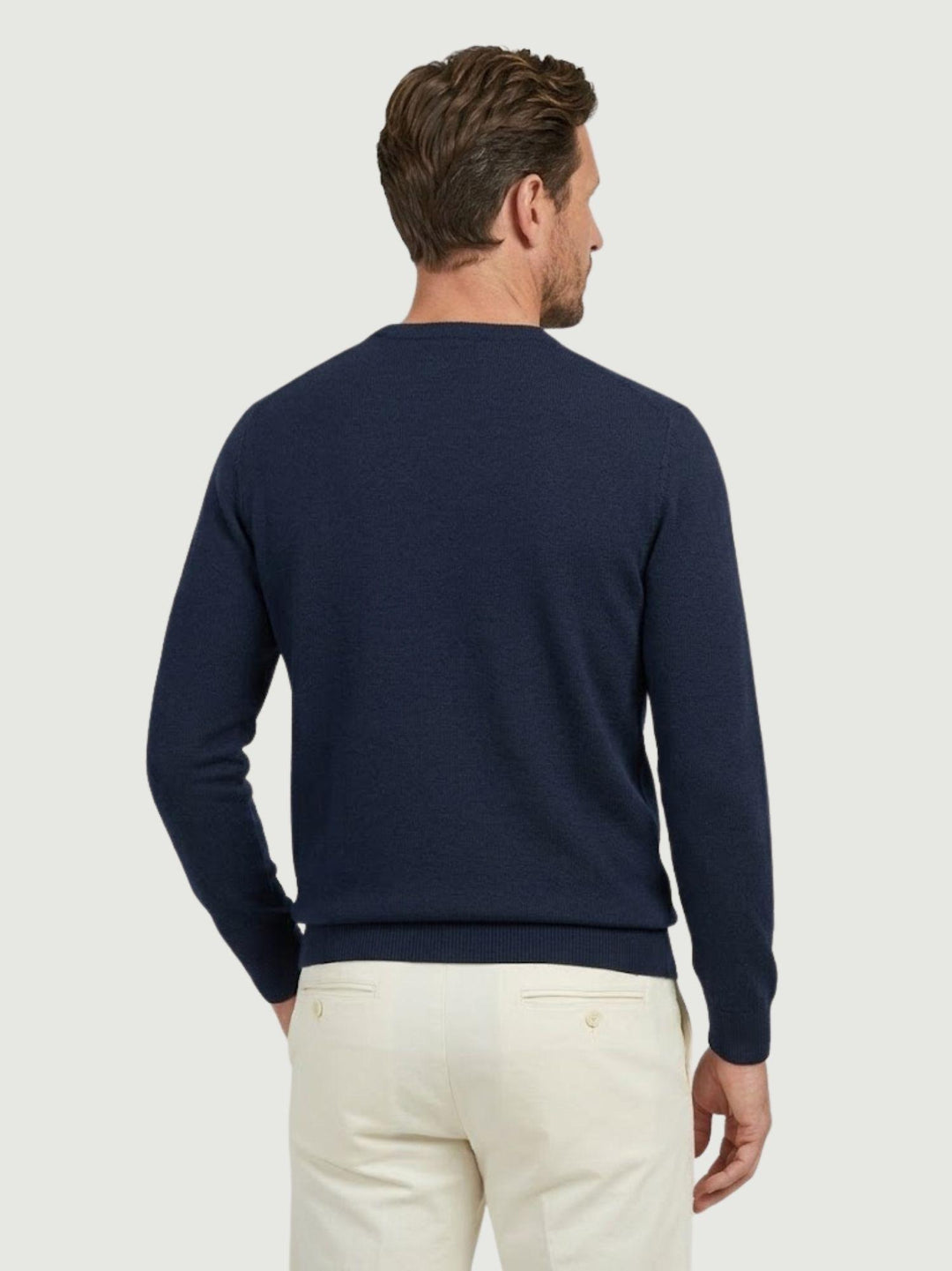 Maglia con scollo rotondo in cotone blu scuro 3700900 220 ANDREA MORANDO 