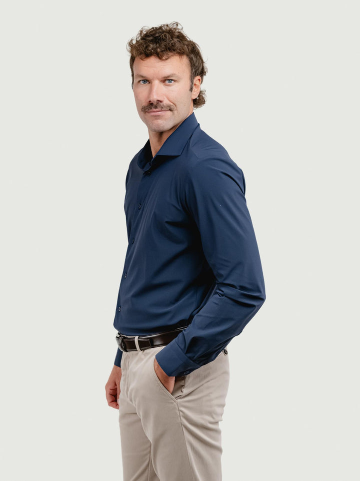 CAMICIA NO STIRO BLU NAVY PERFORMANCE BLU ANDREA MORANDO 