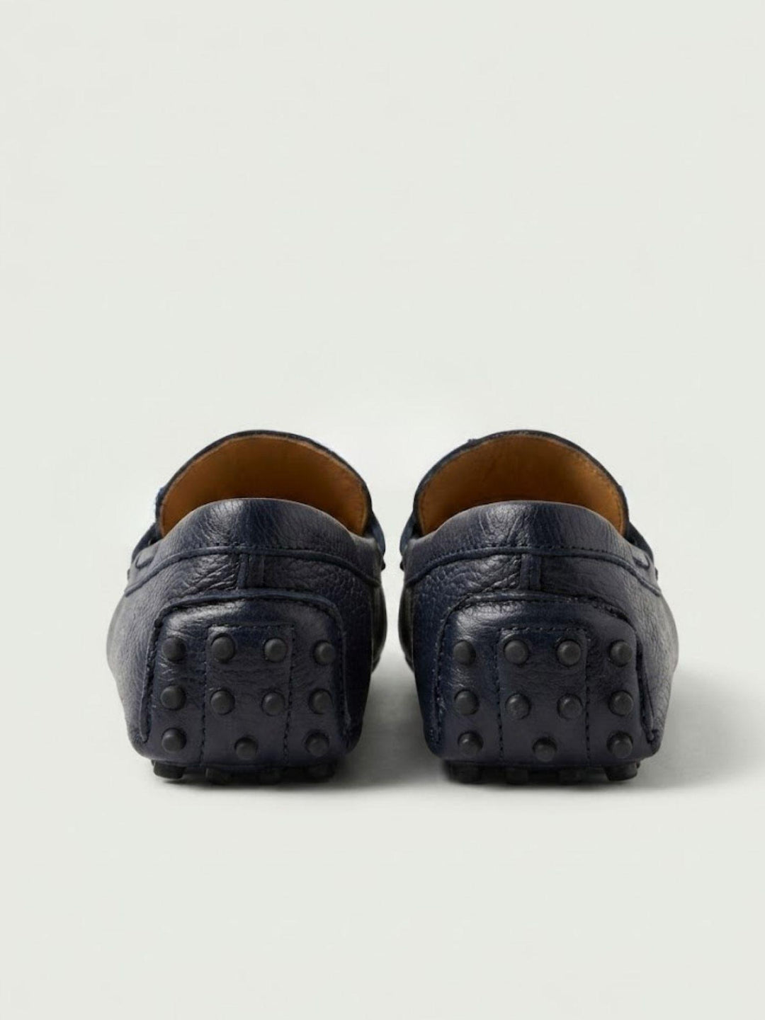 Mocassino gommini in pelle navy con morsetto bambù D8954 BLU ANDREA MORANDO 