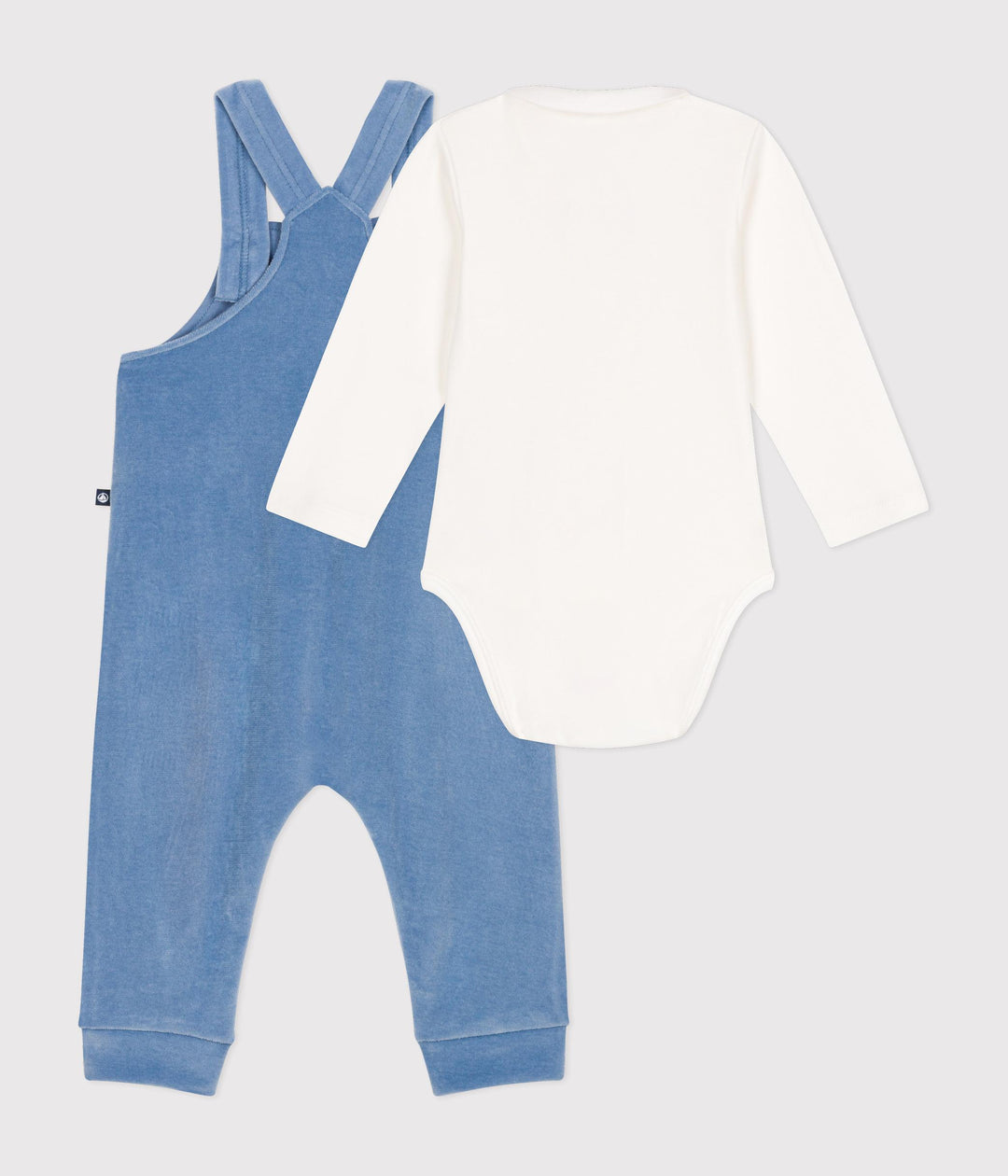 Completo salopette blu fantasia pulcini in velluto bebè A0BN8 01 PETIT BATEAU 