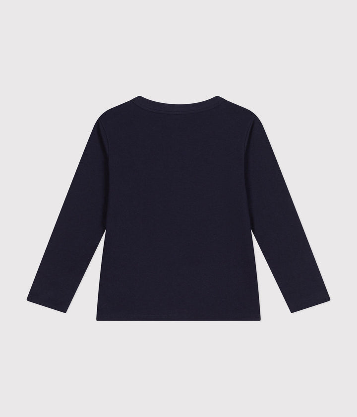 T-shirt blu a maniche lunghe in jersey sottile bambino A0BJK 05 PETIT BATEAU 