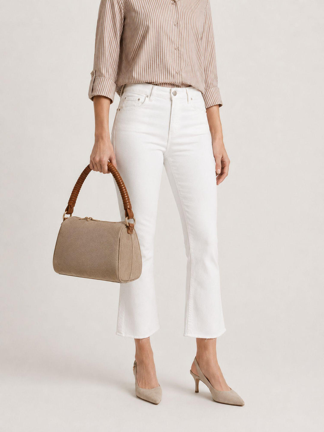 Borsa a spalla Mini Cube in pelle scamosciata beige MINI CUBE BEIGE BIMOR 