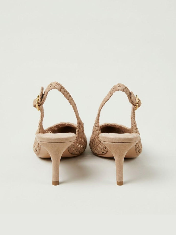 Décolleté slingback intrecciata in pelle beige D107 TAUPE ANDREA MORANDO 