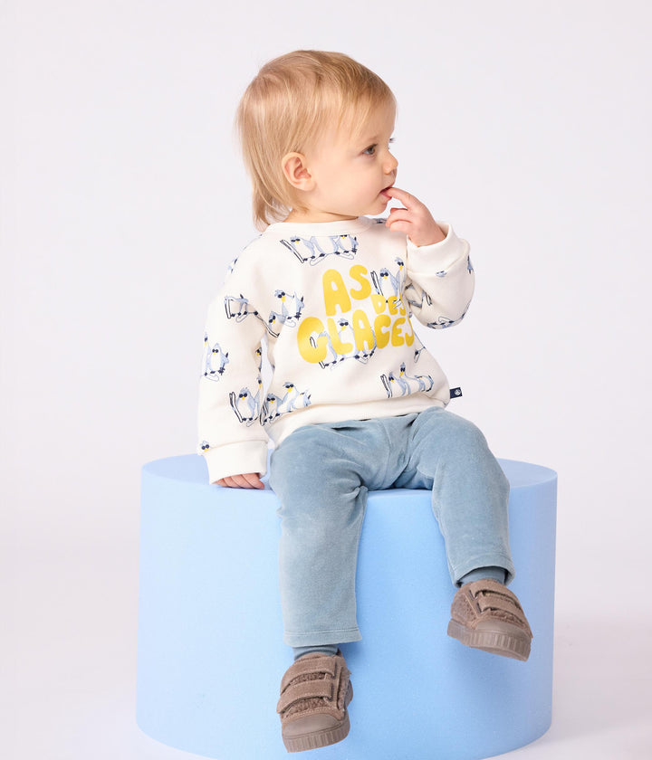 Felpa in cotone stampa pinguini A0EE5 01 PETIT BATEAU 