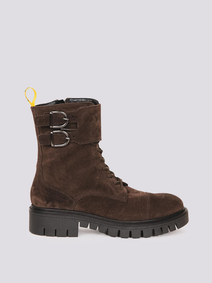 ANFIBIO BiMOR CON DOPPIA FIBBIA IN CAMOSCIO MARRONE 72/C/bimor CACAO ANDREA MORANDO 