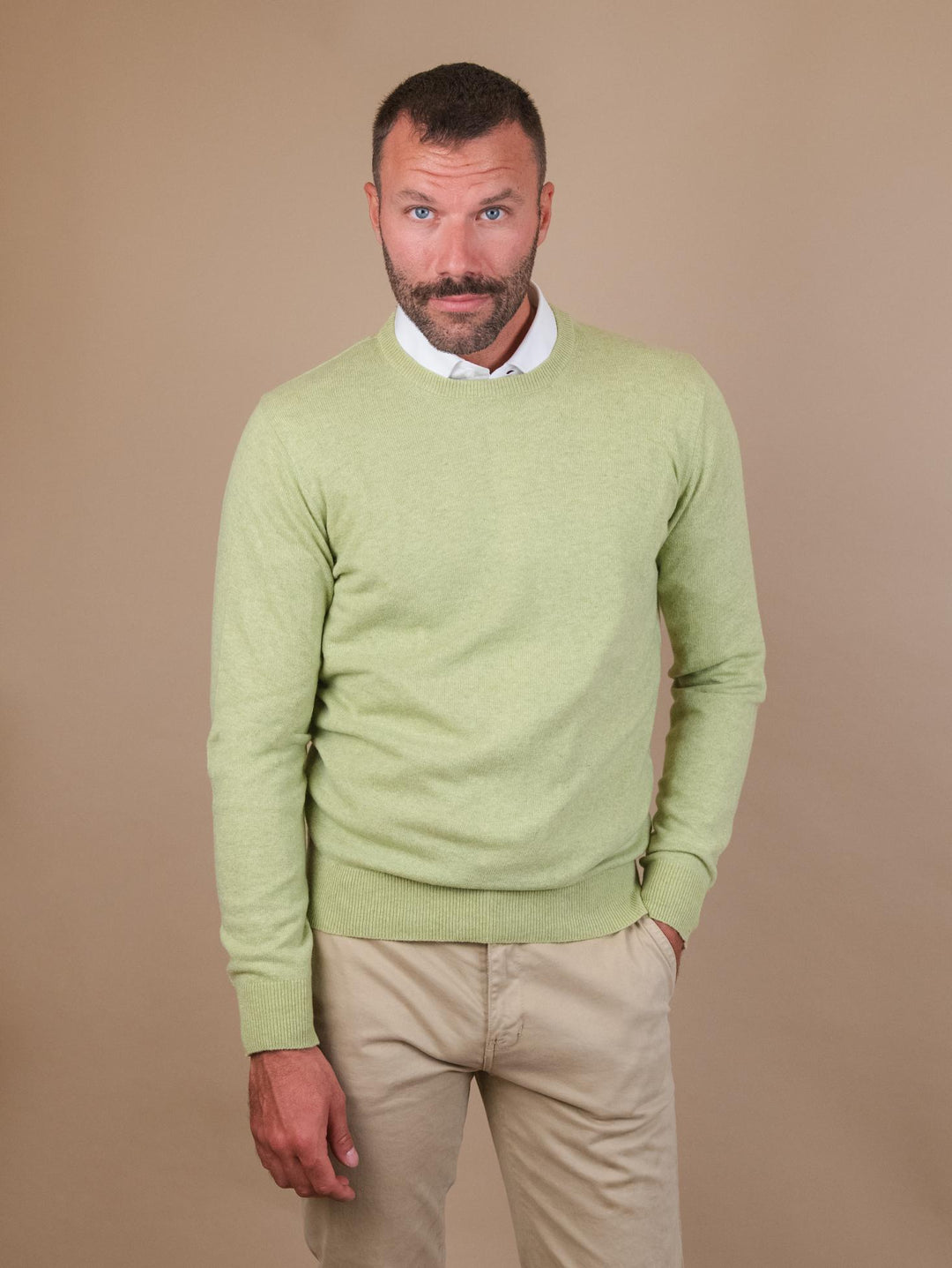 GIROCOLLO IN LANA MISTO CASHMERE VERDE 8150223 382 ANDREA MORANDO 