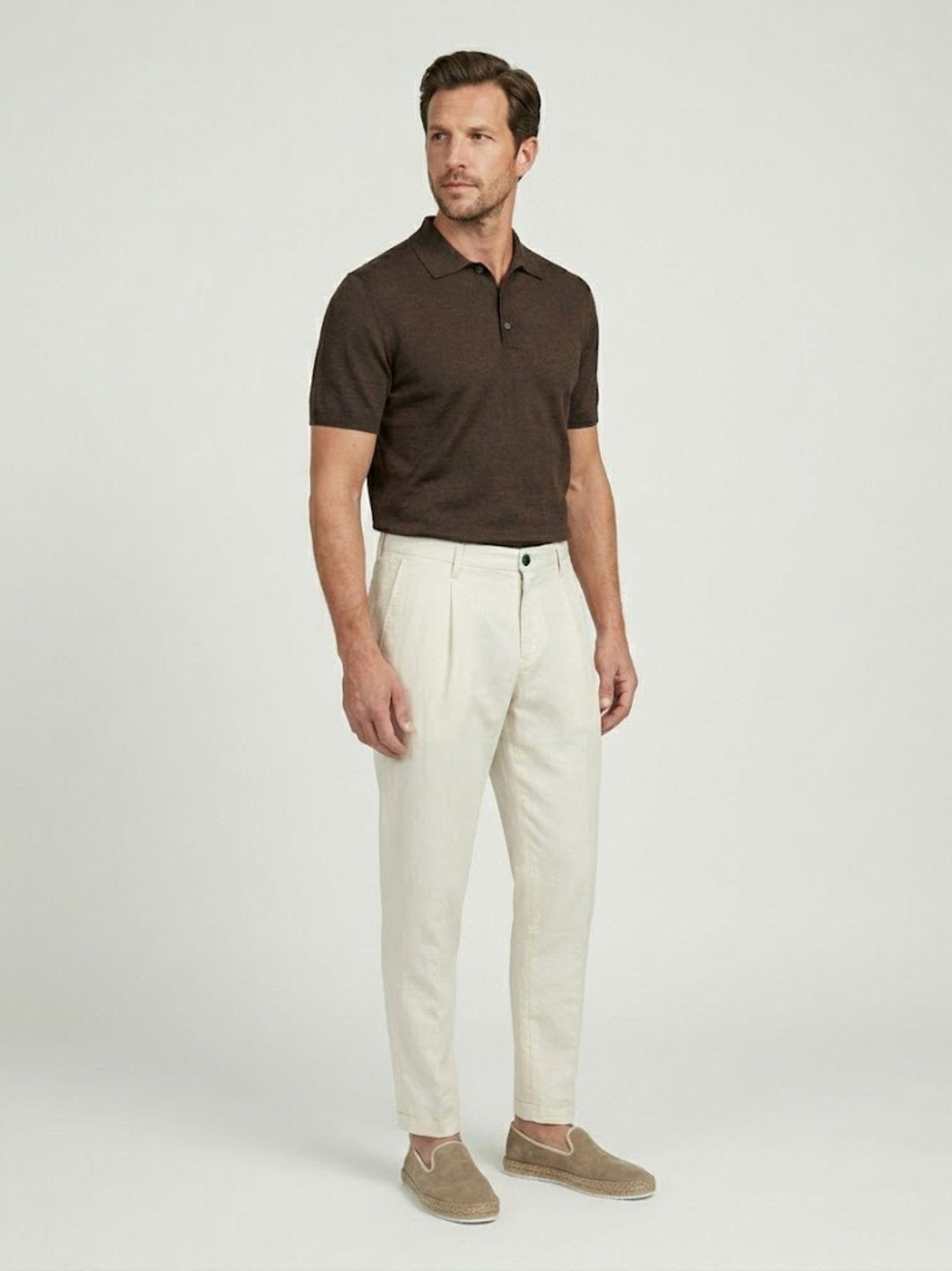 Pantalone chino in lino e cotone bianco P-TONY 1150 ANDREA MORANDO 