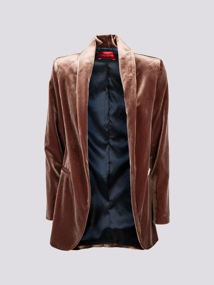 BLAZER APERTO IN VELLUTO MARRONE 1437/289 75 ANDREA MORANDO 