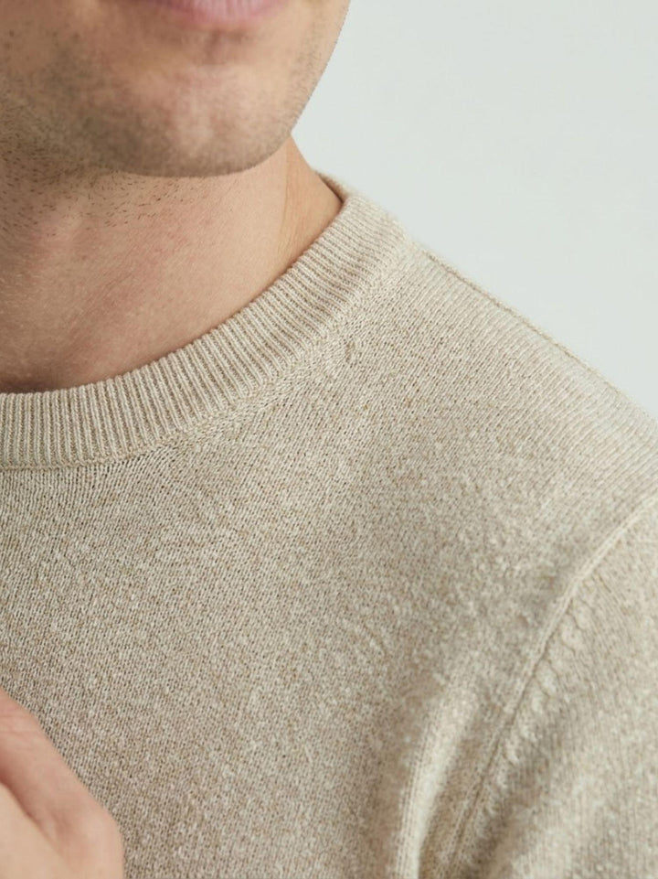 Maglia con scollo rotondo in cotone beige 3700900 612 ANDREA MORANDO 