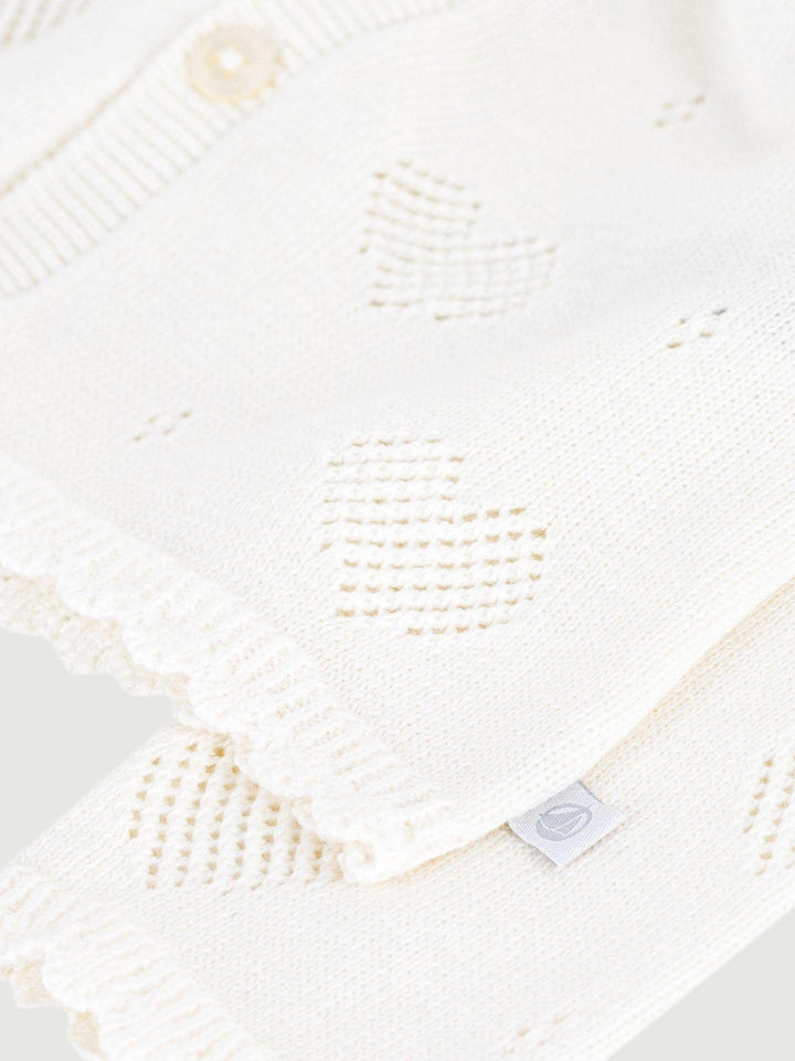 Cardigan in maglia traforata a cuori bianco A0EZT 01 PETIT BATEAU 