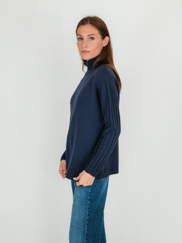 Lupetto in lana blu 245C8078 304 ANDREA MORANDO 
