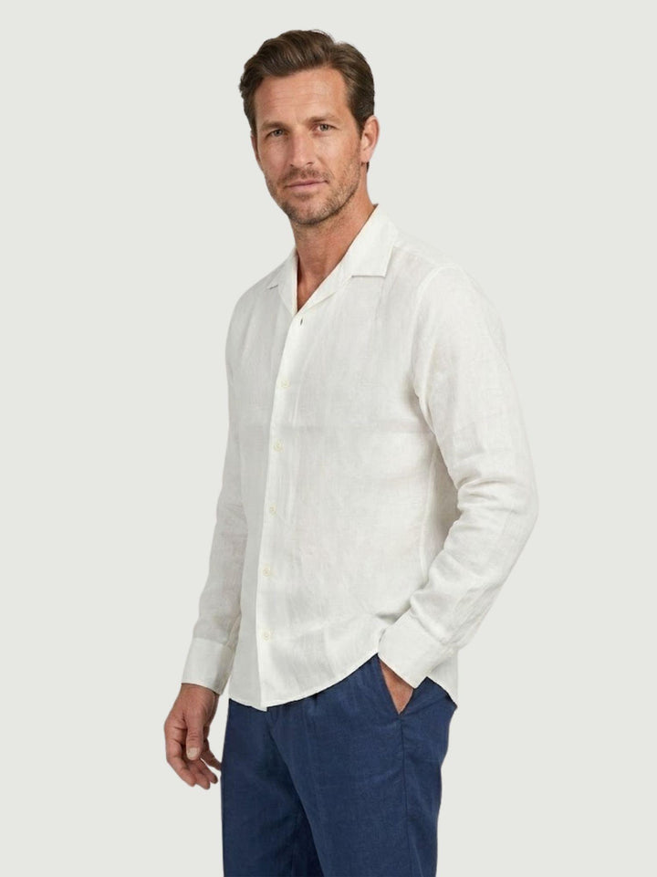 Camicia in tessuto chambray lino e cotone bianca CRAIG 01 DEPERLU 