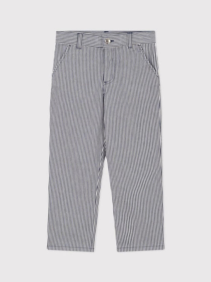 Pantalone bambino in tela di cotone a righe A06K3 01 PETIT BATEAU 