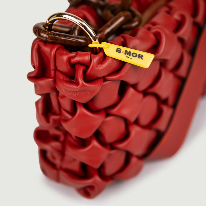BORSA IN PELLE INTRECCIATA MATTONE "CURLY" CURLYNEW MATTONE BIMOR 