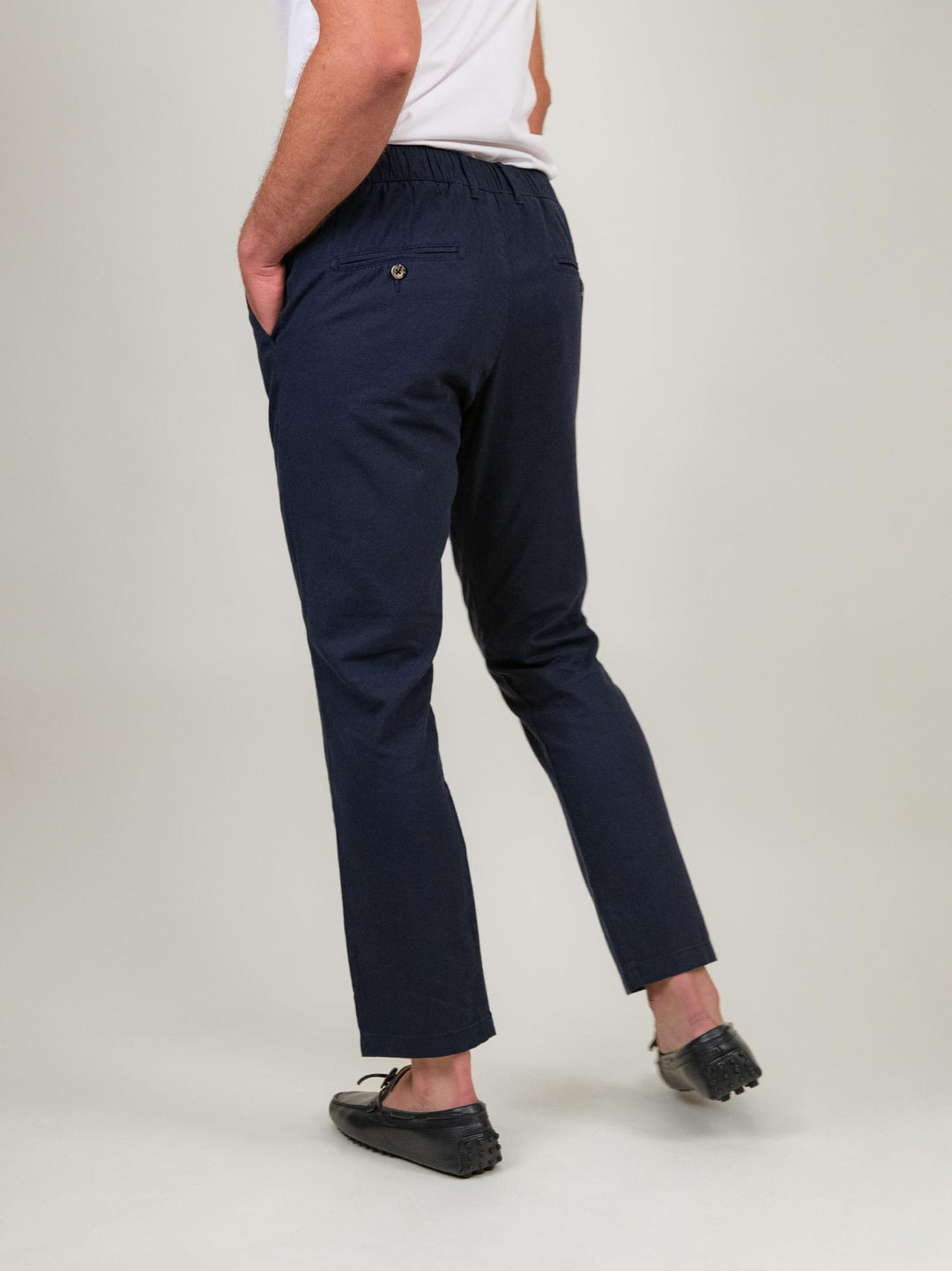 PANTALONE MISTO LINO BLU NAVY
