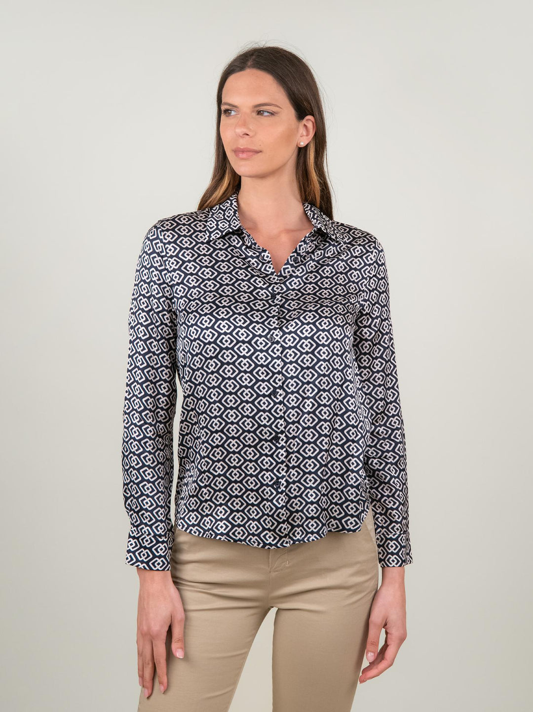 CAMICIA BLU STAMPA GEOMETRICA C2446G7 V4 ANDREA MORANDO 