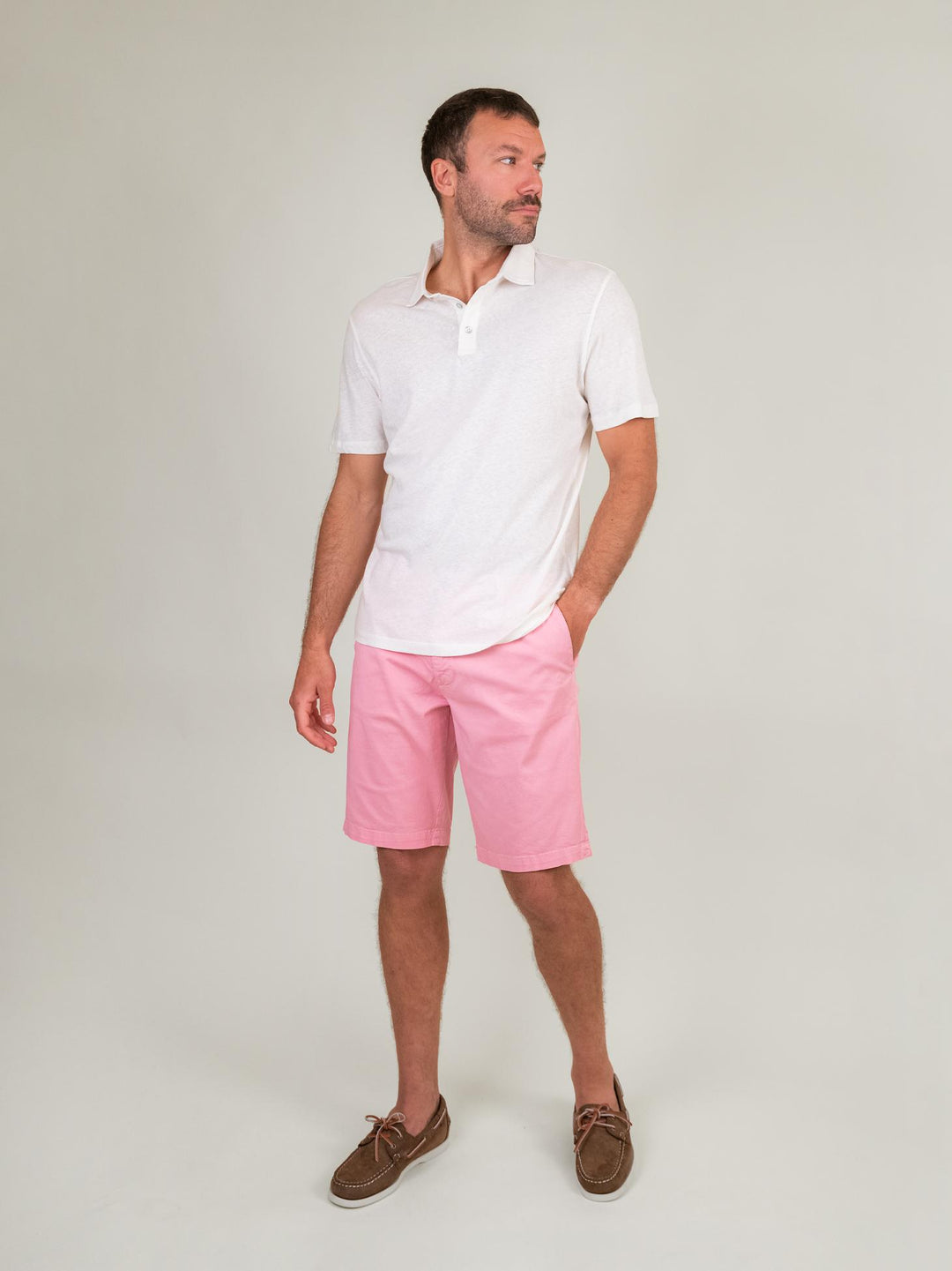 BERMUDA ROSA CON TASCHE A FILO